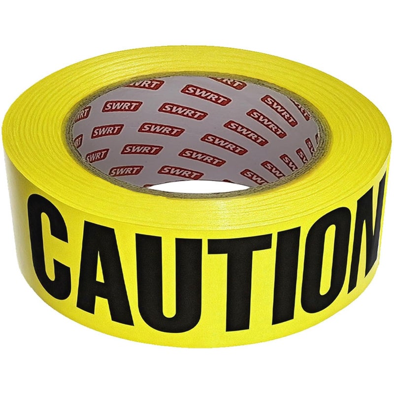 SWRT 1 Roll Premium Yellow Caution Tape, 3 Inch x 1000FT Bright Hazard Tape with Bold Black Text for Danger Zones/Sporting Events, Construction Tape for Crime Scenes/Halloween Decor - Image 1